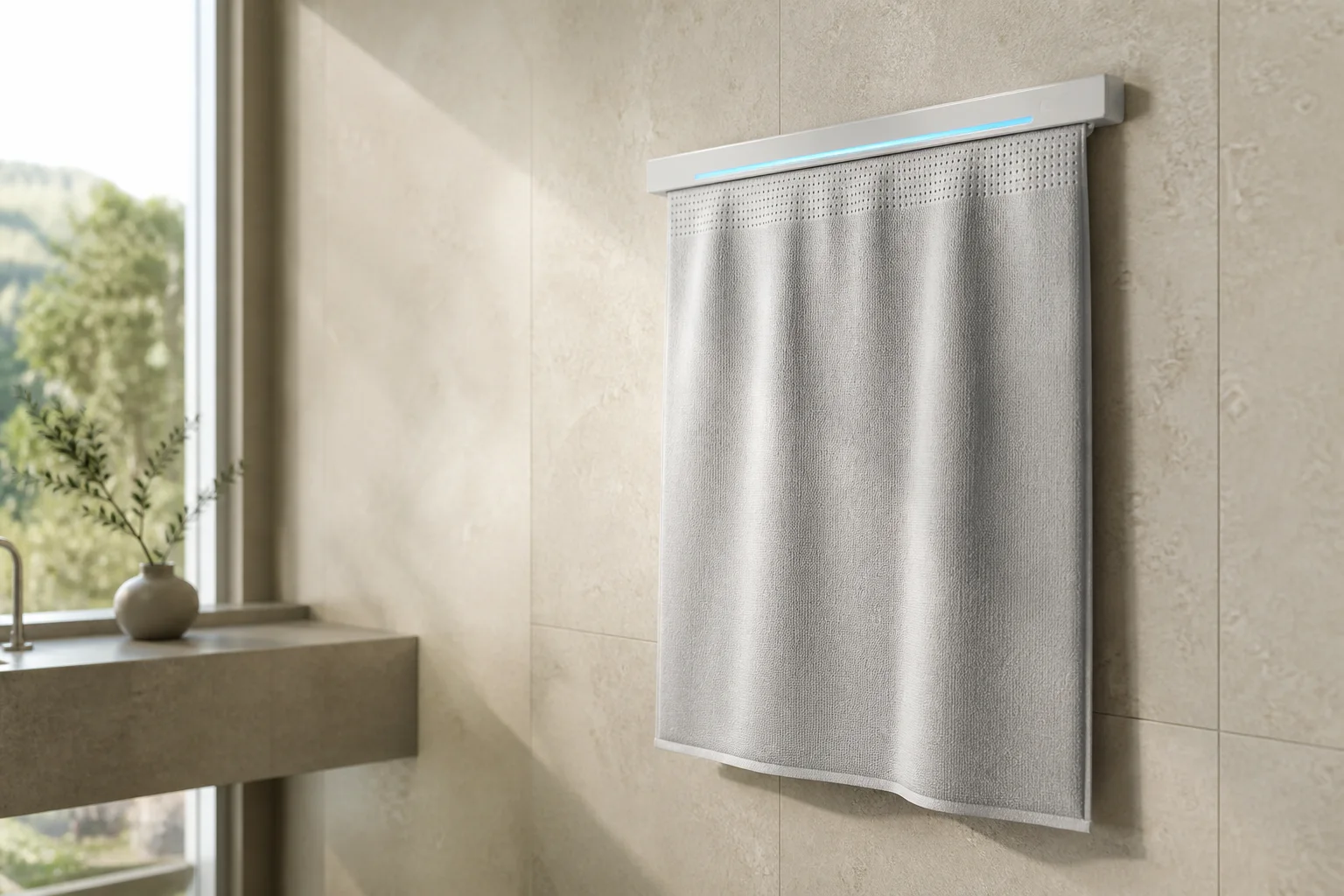 Concept AERLIO : serviette technique suspendue à son dock mural